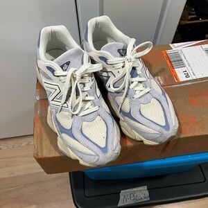 New Balance Pearl Gray and Light Blue Sneakers